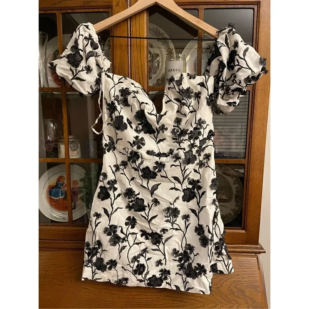 Anthropologie - Sabrina Puff-Sleeve Applique Mini Dress size 12 - Picture 9 of 15